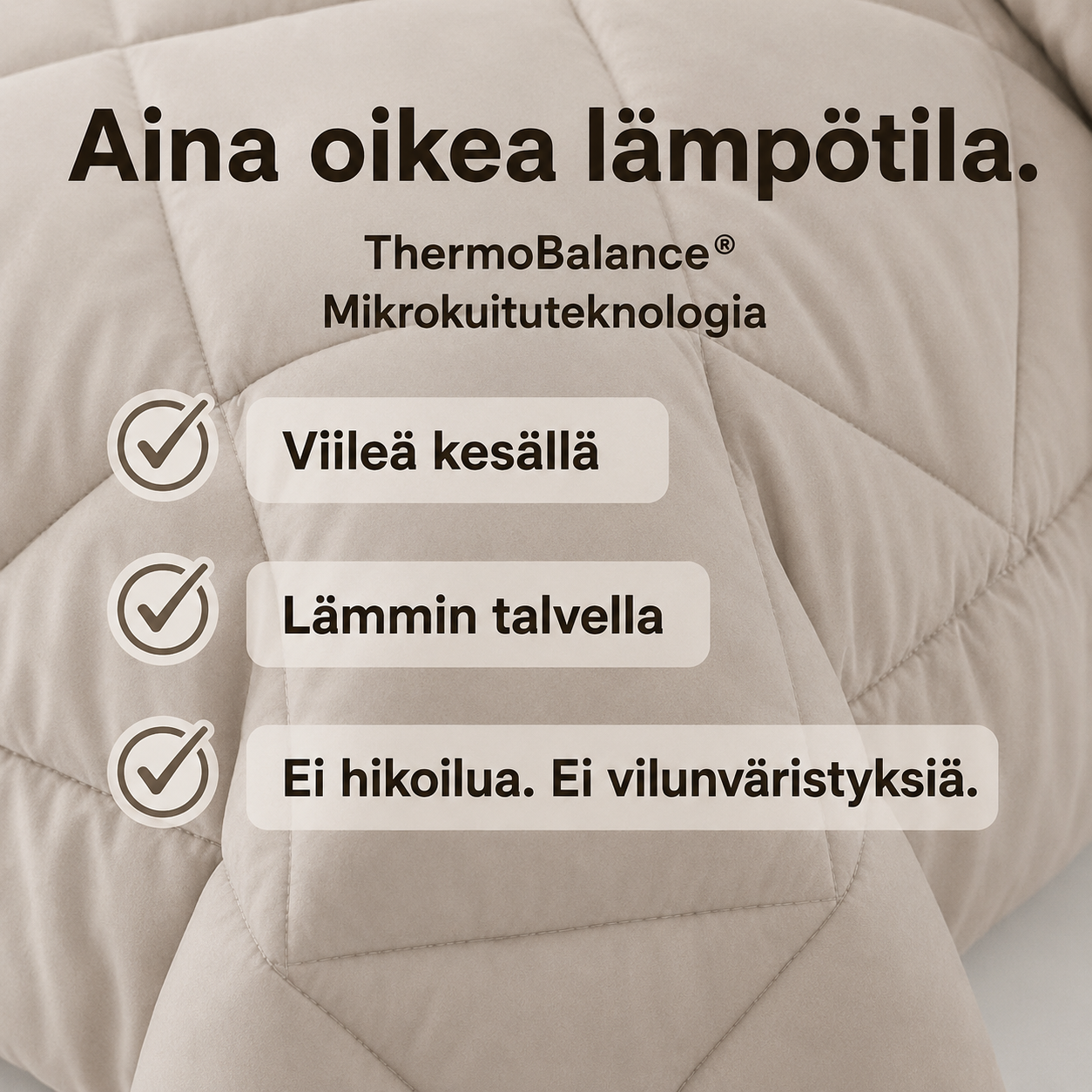 HelppoUni®-peitto – 2-in-1-nopeasti kuivuva peitto, joka poistaa pussilakanan tarpeen.